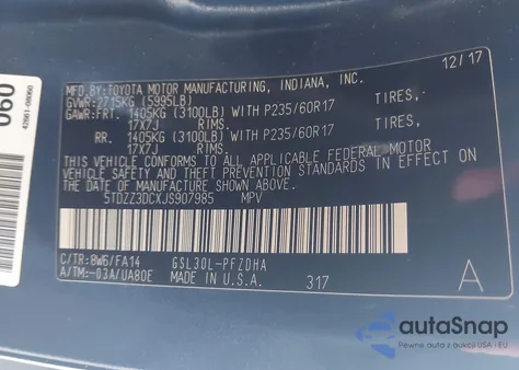 2018 Toyota Sienna L 7 Passenger from USA, damaged, VIN 5TDZZ3DCXJS907985